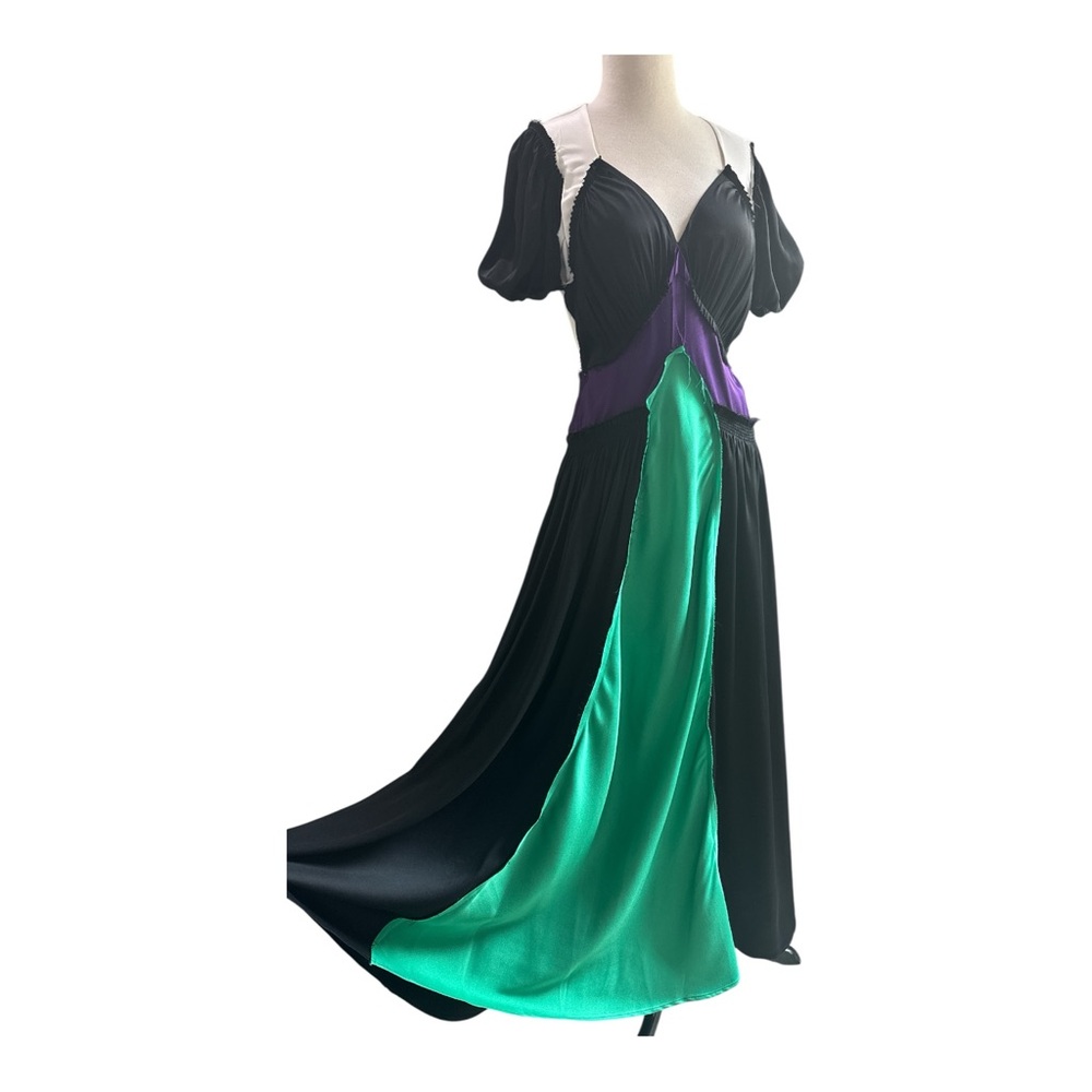 The Attico Carlotta Color Block Satin Maxi Dress Sz 1 Exposed Seams Elegant